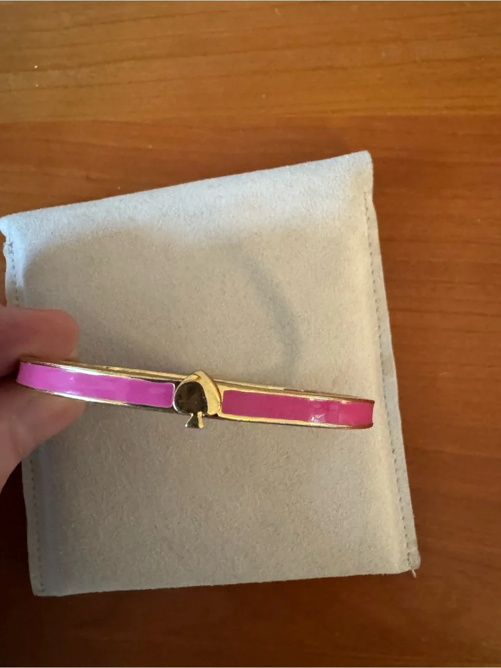 Kate Spade Pink Enamel Hinged Bangle Bracelet - Picture 10 of 10
